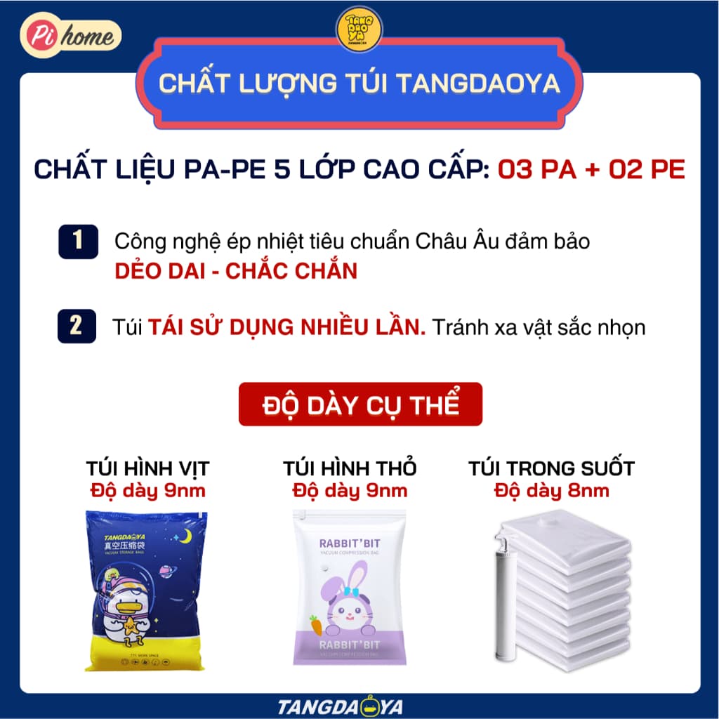 Túi hút chân không đựng quần áo Pihome
